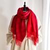 Luxury Winter Red Cashmere Scarf Women Fashionable Flower Print Neckerchief Thickened European And American Warm Shawl