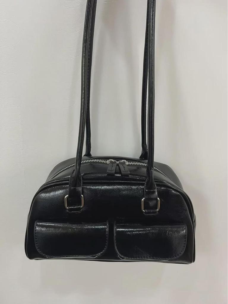 Korean Needle-Stunning Xu Yunzhen Style Waxed Leather Multi-Pocket Shoulder Bag