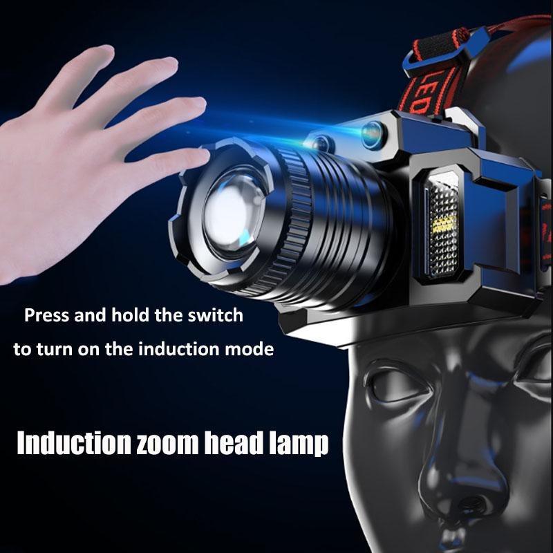 USB Rechargeable Headlights 2000mAh Ultra Bright Flashlight T51 Induction LED Headlights Waterproof Camping Mobile Charging Bank