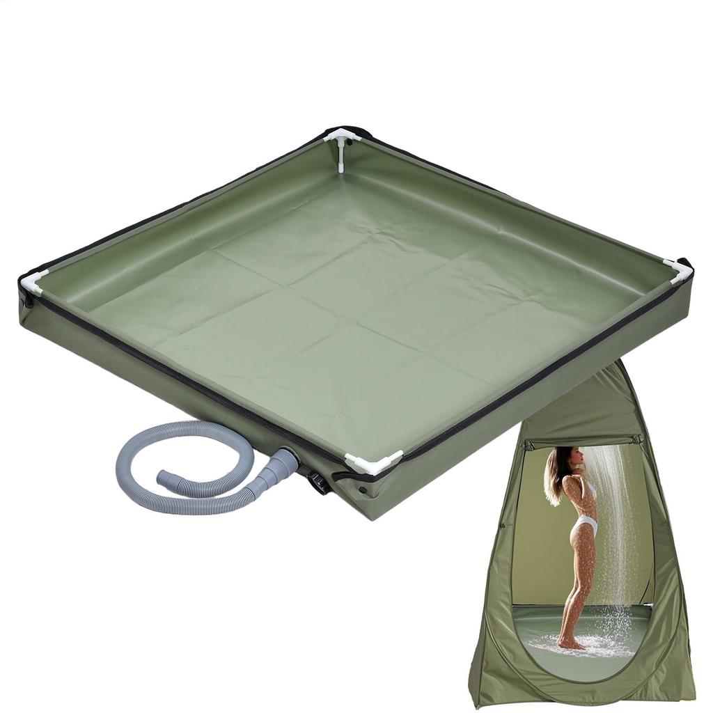 Outdoor Folding Shower Enclosure Base Foldable Shower Base Drainage Hole Basin Waterproof Tent Awning Bottom for Camping Travel