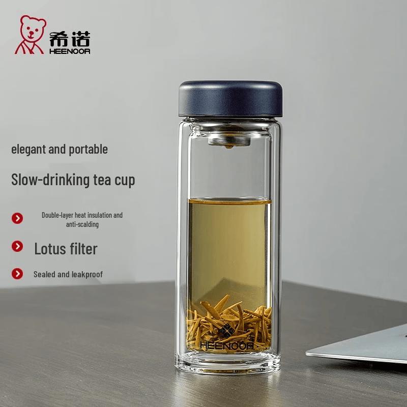 Heenoor N6567 Double-Layer Anti-Scald Glass Cup