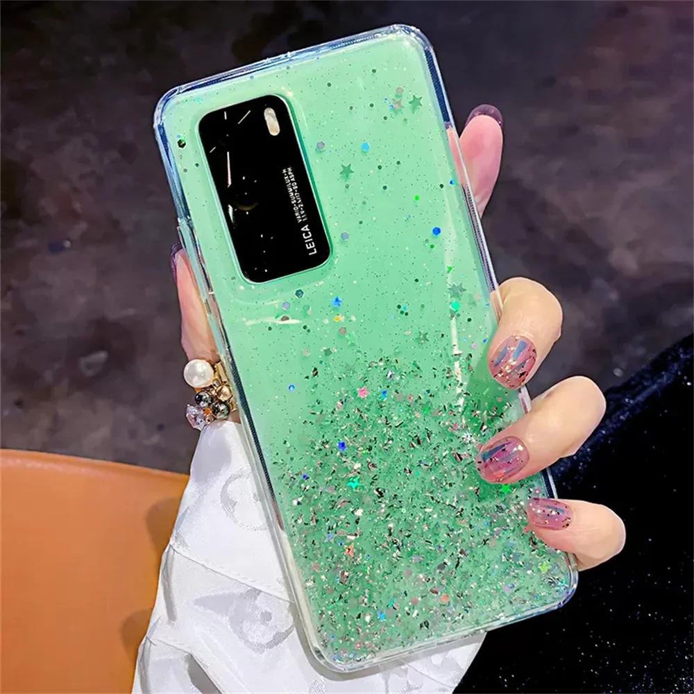 Роскошный Блестящий Прозрачный Чехол для Телефона с Блестками для Samsung Galaxy A01 Core A11 A21S A31 A41 A51 4G A71 5G Чехол-Блестка