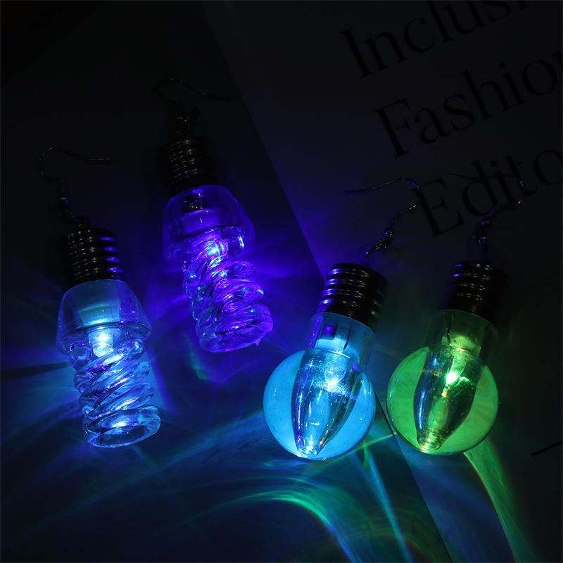 1 пара креативных женских забавных светящихся сережек-подвесок в виде лампочки, женские разноцветные лампочки, серьги-кольца, подарок лучшим друзьям