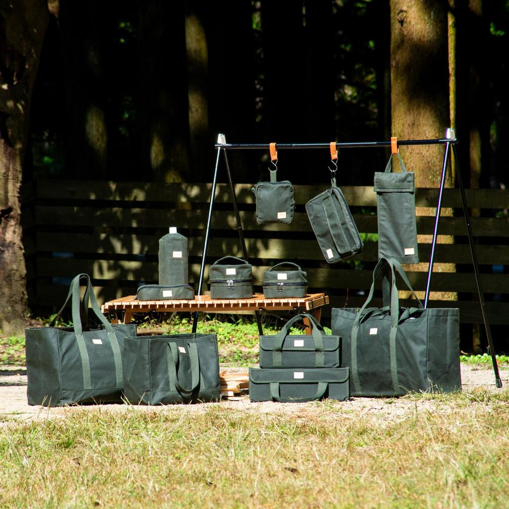 asobito Cooker Square Olive Cooking Tools Storage Storage Natural Cotton Canvas Kitchen Camping Case, Case, Bag, 100% Materials, Case, Authenticity,