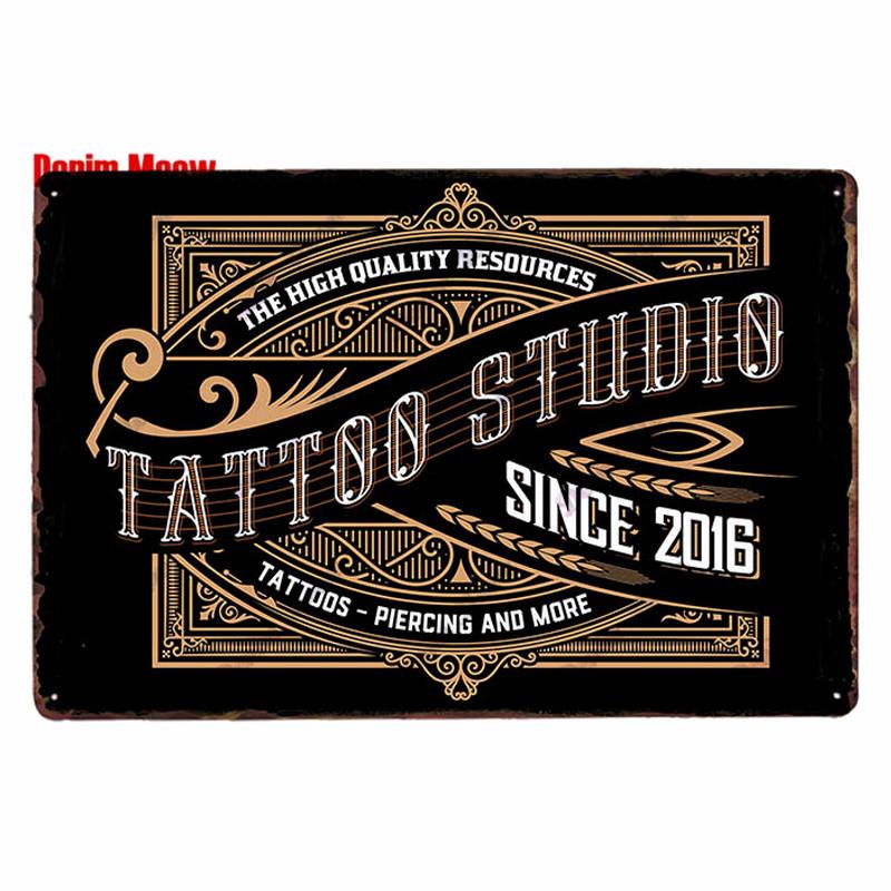 Классическая металлическая жестяная вывеска для студии татуировки, винтажная настенная художественная роспись, антикварный декор комнаты для салона татуировки, декор для дома в салоне, WY86