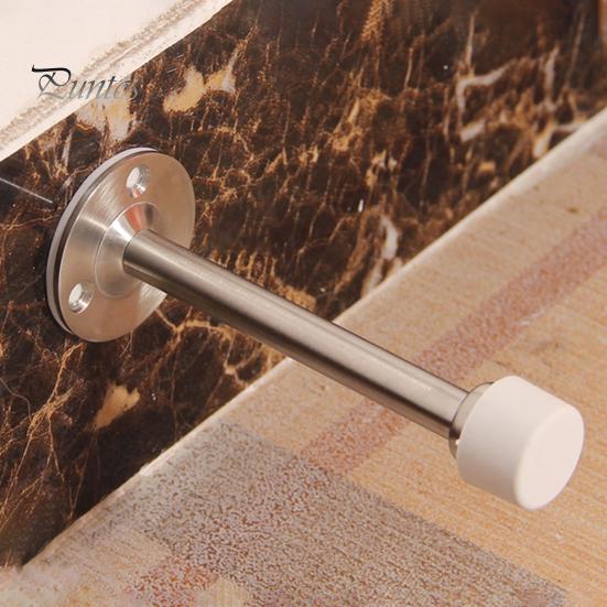Stainless Steel Door Stopper Wall Protector Adhesive No Drilling Anti-collision Wall Mount Glass Wooden Door Spring Loaded Rubber Bumper Doorstop
