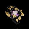Exquisite Ring for Women Black Gold Jewelry Purple Shiny Bright Zircon Ring Butterfly Flower Ring Party Jewelry Wedding Bridal Jewelry