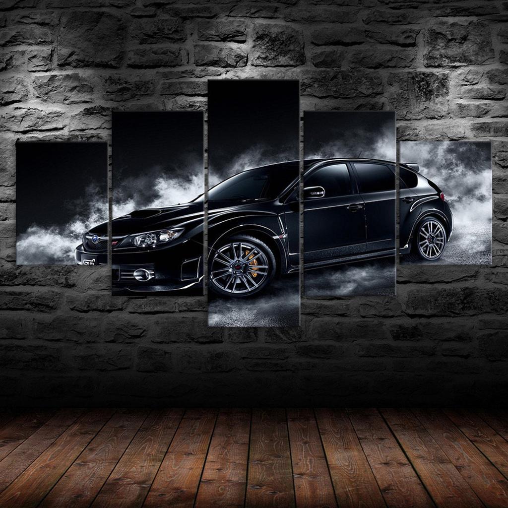 Subaru Impreza WRX Car Canvas 5 Piece Five Panel Print Modern Wall Art Poster Picture Home Decor Gift For Him For Her