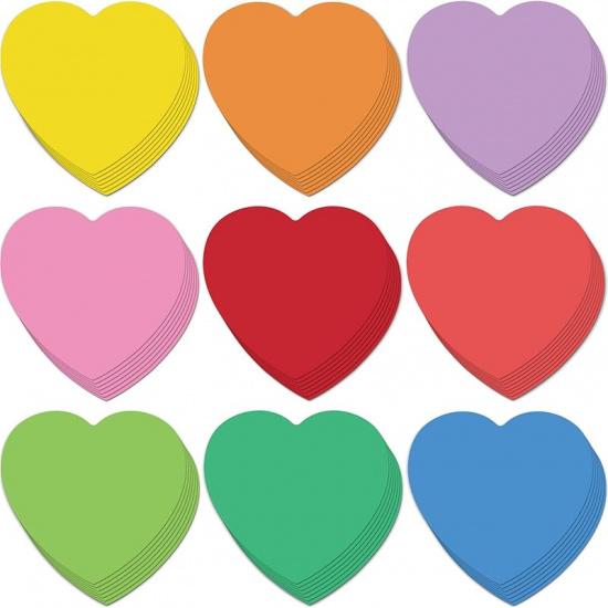 Geyee 108 Pcs Valentine Heart Cutouts Paper Bulletin Board Cutouts Assorted Color Shaped Die Cut for Classroom Decor Teachers DIY Craft School