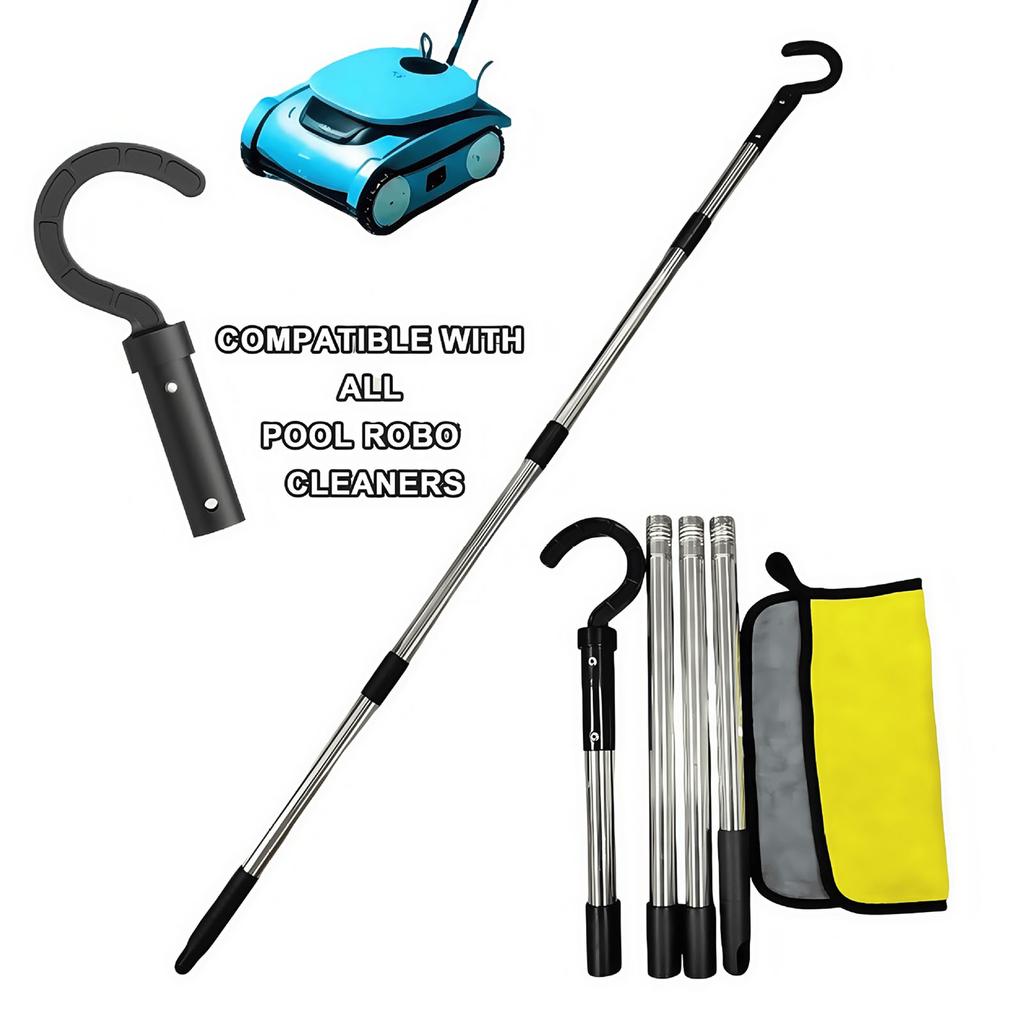 Регулируемый крюк для чистки бассейна, выдвижная металлическая штанга, крюк для извлечения из бассейна, скиммер для бассейна для обслуживания бассейна