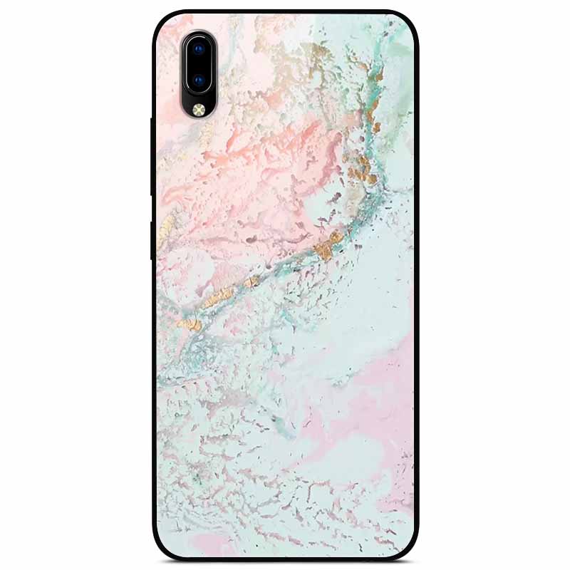Case Tempered Glass Hard Clear Phone Case For Vivo Y91C Protector Shockproof Marble Fundas Coque