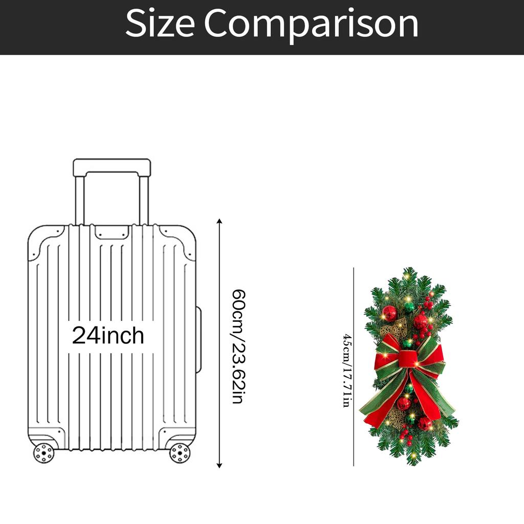 Рождественские искусственные гирлянды, Рождественская предварительно освещенная гирлянда-капля для украшения лестницы, Венок, Гирлянда с красными ягодами для двери и лестницы, Рождественский венок для украшения дома, сада и улицы