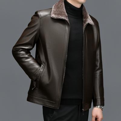 Зимняя кожаная куртка мужская, пуховая куртка из овчины, утолщенная, новая, повседневная кожаная куртка мужская куртка