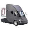 Tesla Semi Электрический грузовик Большой литой 1:24 Сплав Модель машины с инерционным механизмом, 1 шт., Зеленый, Черный, Серебристый