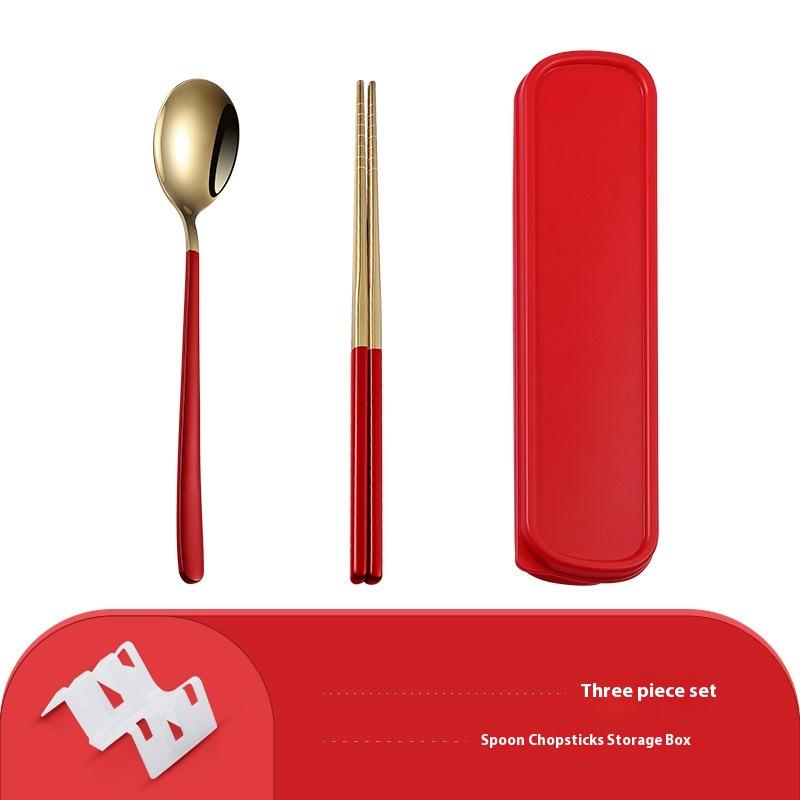 Нержавеющая сталь портативная столовая посуда корейские ложки палочки для еды вилки набор студенческий офисный рабочий походная дорожная посуда кухня