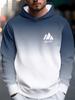 Men's Hoodie, Gradient Dye Blue Sport Graphic Print, Hooded Design, Casual Style, for Daily Wear