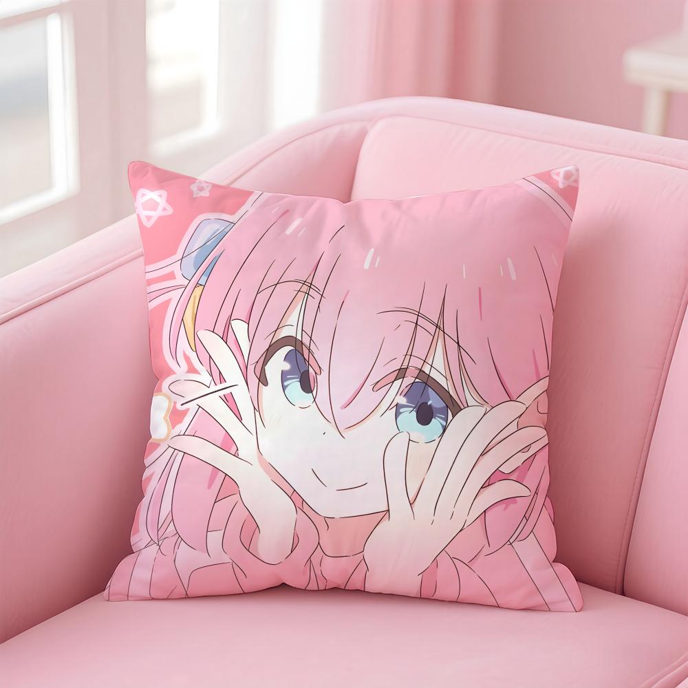 BBocchi the Rock Cushion Cover Pillow Case Soft Friendly Fabric Concealed Zipper