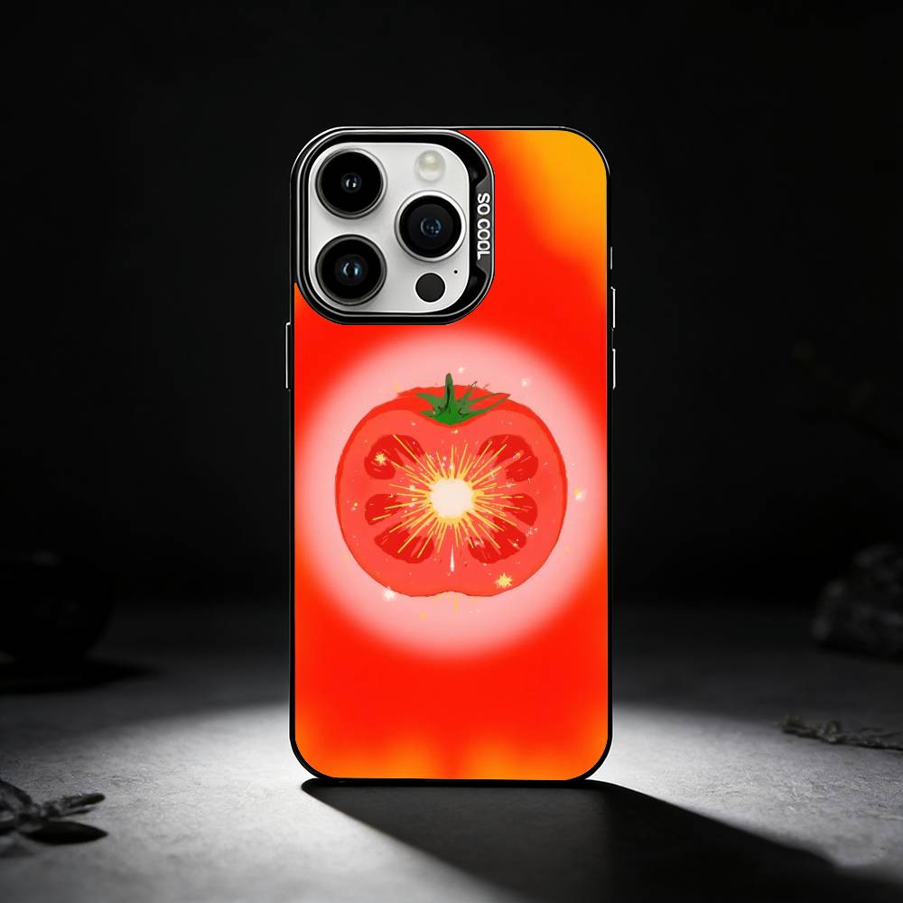 Ins cute Tomatoes Phone Case For iPhone 17,16,15,14,13,12,11 Plus,Pro Max,XS,Colored silver phone case