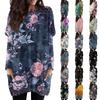 Women's Fashion Casual Long Sleeve Print Round Neck Double Pocket T-Shirt Top