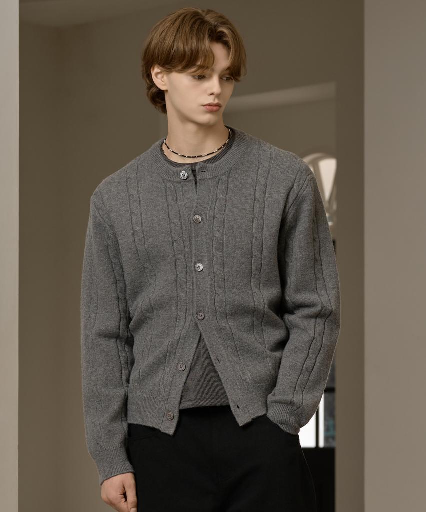 Hyoji Fw Стильный круглый короткий вязаный кардиган с рукавами-фонариками (3 цвета)
