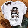 Women T Shirt Momlife T Shirt Leopard T Shirt Female Summer Casual Short Sleeve O-Neck Tops Tee Fashion Harajuku Women T-Shirt