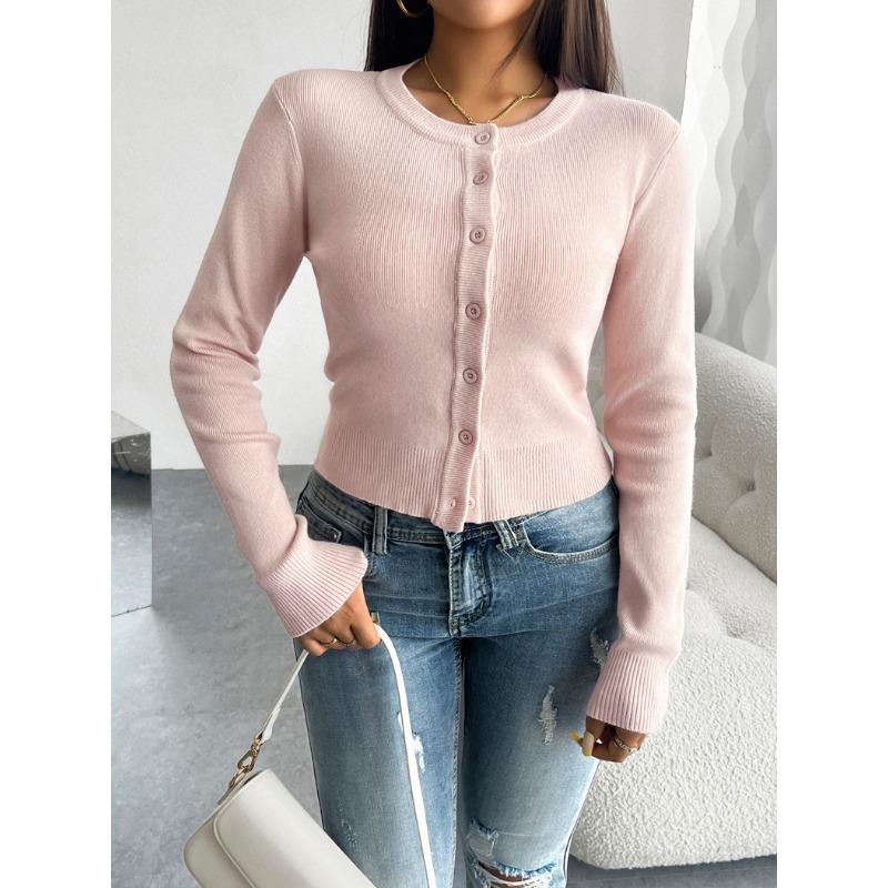 Женский осенне-зимний топ Temperament Slim Cardigan Row of Buttons Long Sleeves Jemper