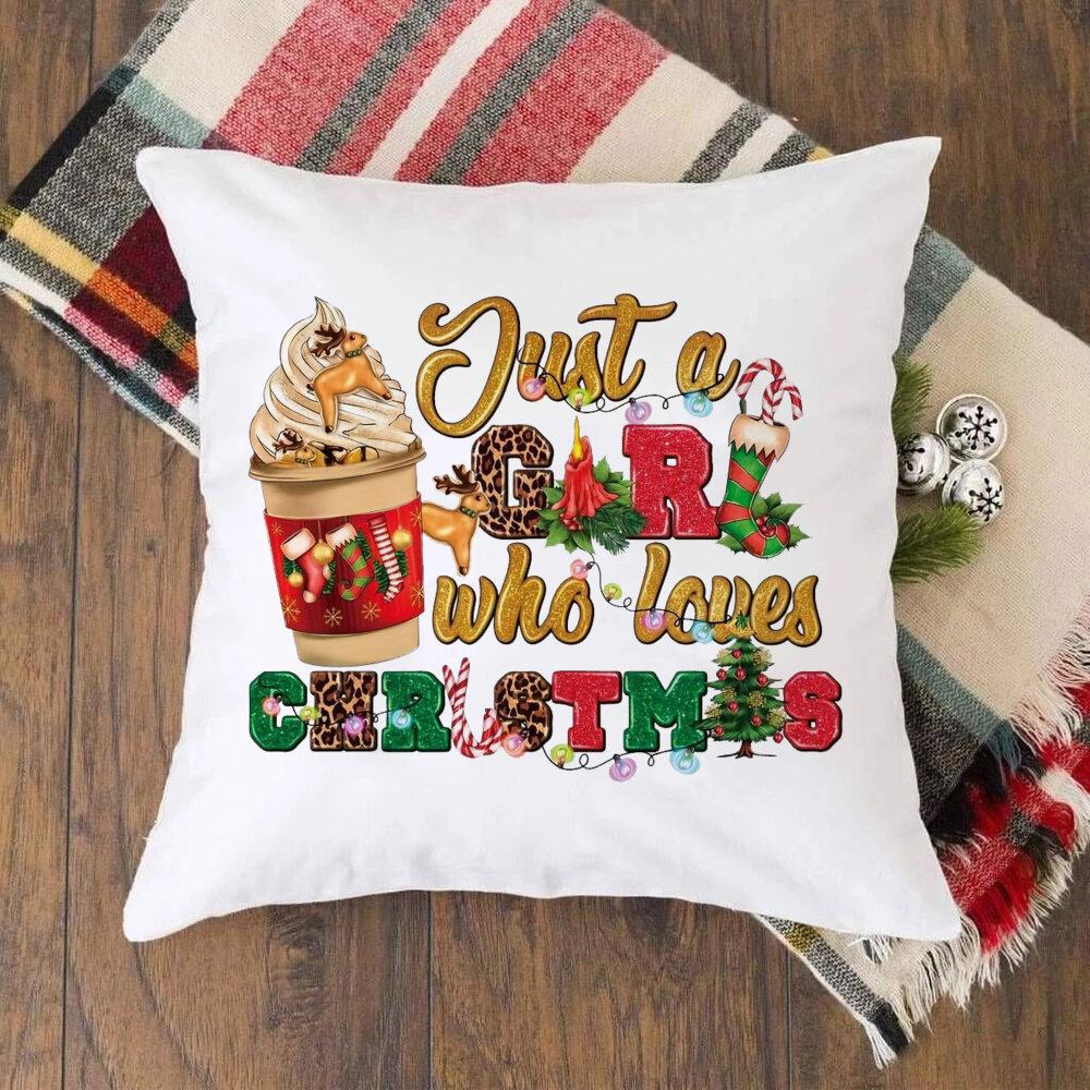 Christmas Crew Deer Print Pillow Case Winter Party Decor Home Cushion Cover Fall Holiday Pillowcase Xmas Gift for Family Friends