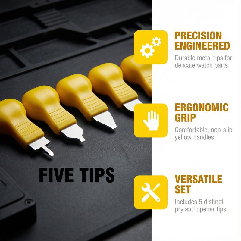 Набор из 5 инструментов для ремонта часов: Открывалка для корпуса и монтировка для замены батареи