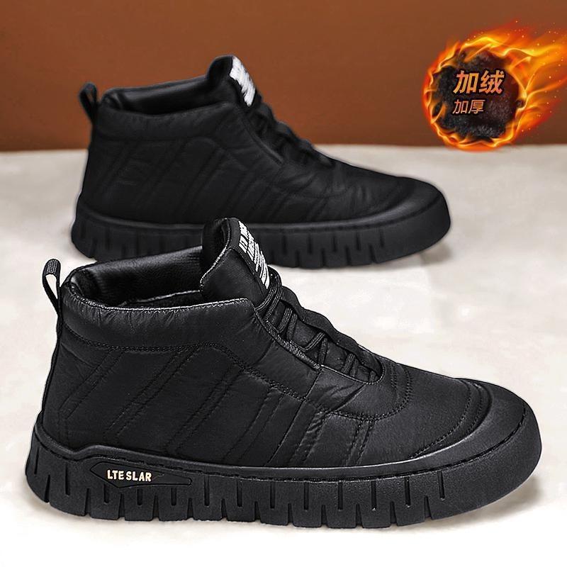 Мужская обувь: новые кроссовки на мягкой подошве на осень, простые и модные, теплые флисовые уличные повседневные туфли, мужская обувь для通勤