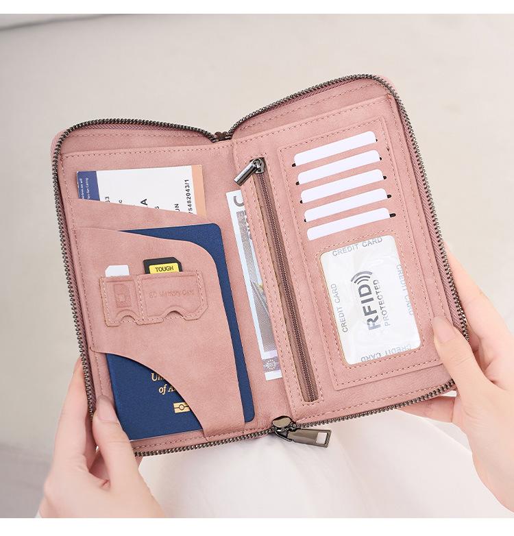 RFID Антимагнитный кошелек для паспорта на молнии: Многофункциональный держатель для ID и билетов