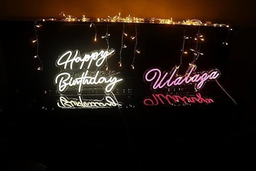 LED Neon Happy Birthday Background Light Party Atmosphere Light Bedroom Night Light Perfect for Wall Art Decoration USB Chain Light Modulator 5V