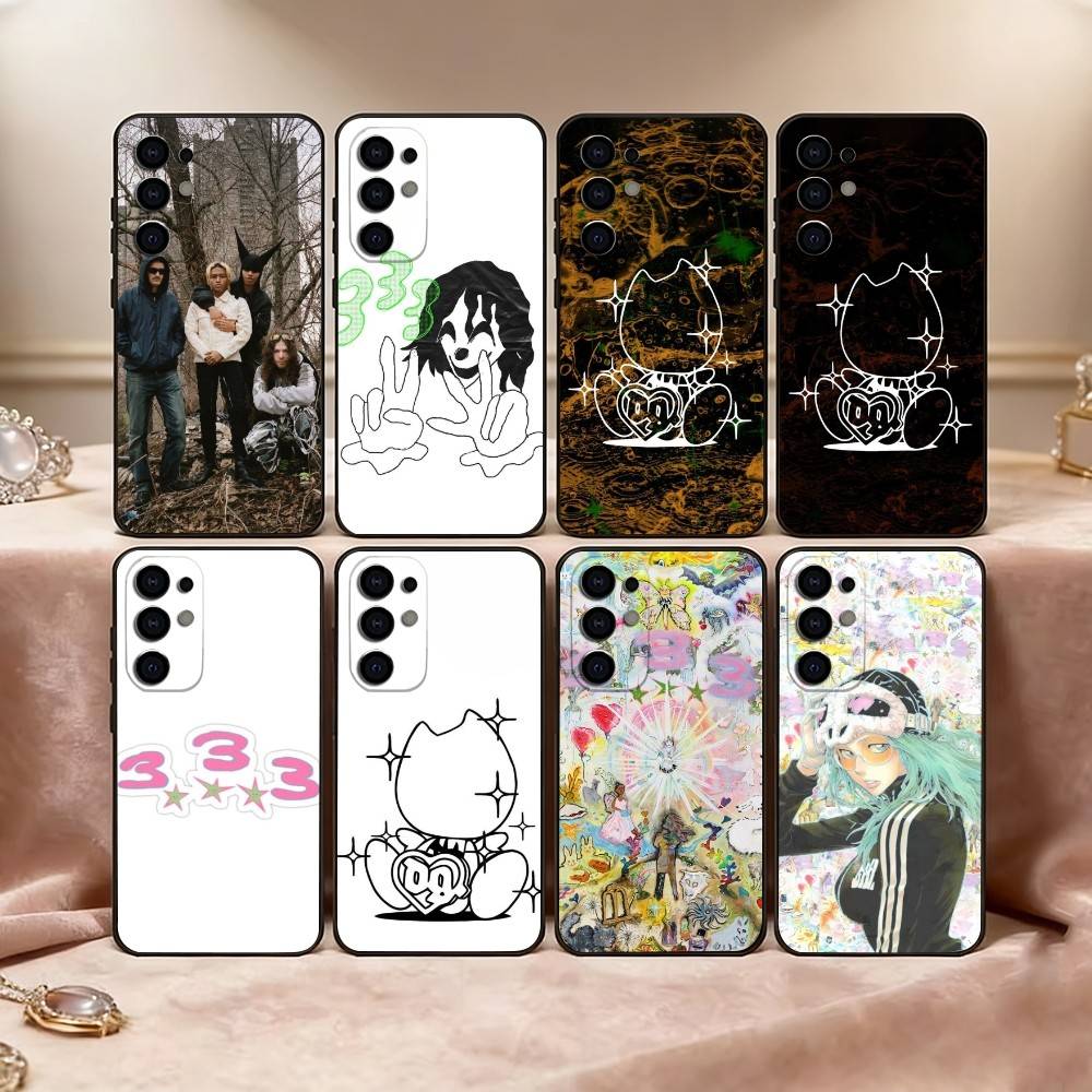 B-Bladee DG 3-3-3 Phone Case Black Silicone Soft For Samsung S25,S24,S21,S22,S23,S30,Ultra,S20,Plus,Fe,Lite