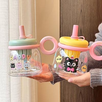 Милая стакан-бутылка для воды для девочки, высокая ценность, летний, студенческий, большой объем, с трубочкой, стакан с большим животом, разделение чая, пластиковый стакан