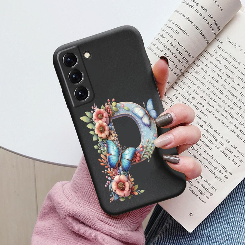 Phone Case Women For Samsung Galaxy S21 FE S22 Plus Girls Bumper Cover Colorful Letter Flower Butterfly Love samsang s22 Ultra
