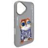 Etui do iPhone 16 Nimmy Glasses Cool Cat Szary