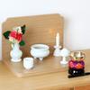 Buddhist altar set, plain white porcelain, 5 pieces + bell set, incense burner ash included, for 49th day memorial service, altar decoration
