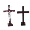 10pcs Wooden Cross Ornament with Stable Base Stand Decorative Cross for Churches Decoration Religious Tabletop Decor