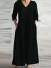 Женские длинные плиссированные платья с карманом и V-образным вырезом и рукавом четверть длины