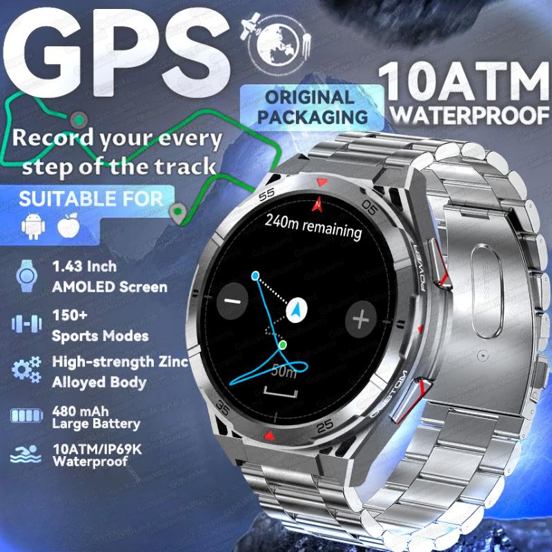 2025 Новые Премиальные GPS Смарт-часы Ультра HD AMOLED Дисплей Встроенный GPS BT Звонок 10ATM Водонепроницаемый Смарт-браслет