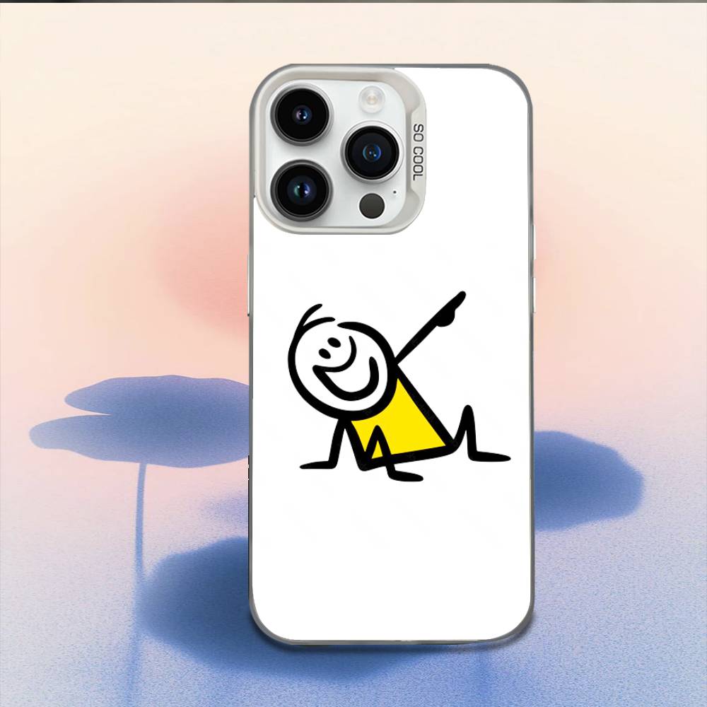 Мультяшный стикмен-человечек Чехол для телефона iPhone 17,16,15,14,13,12,11,Mini,Pro,E,MAX Белый Конфетный Матовый Ударопрочный Чехол