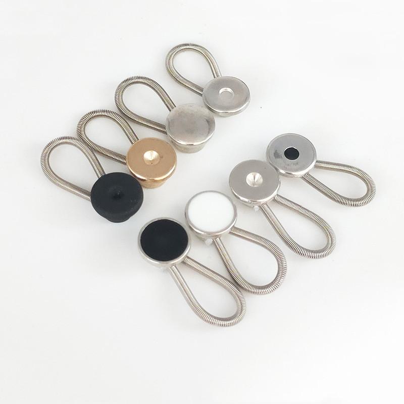 2/6 Pcs 10mm Metal Collar Buttons Extenders Elastic Button Extender Neck Extenders for Women & Men Jeans Skirt Shirt Dress Coat