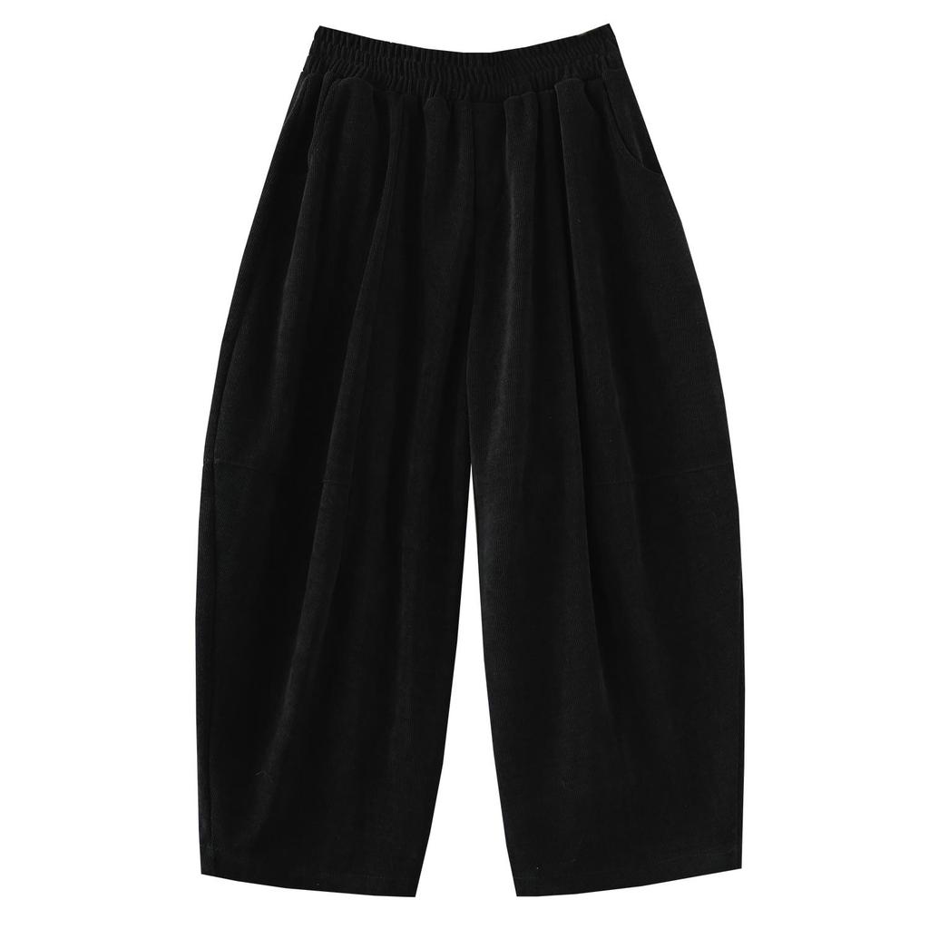 Вельветовые больших размеров Винтажные с высокой талией повседневные свободные Весенне-осенние Брюки-шаровары Женские брюки