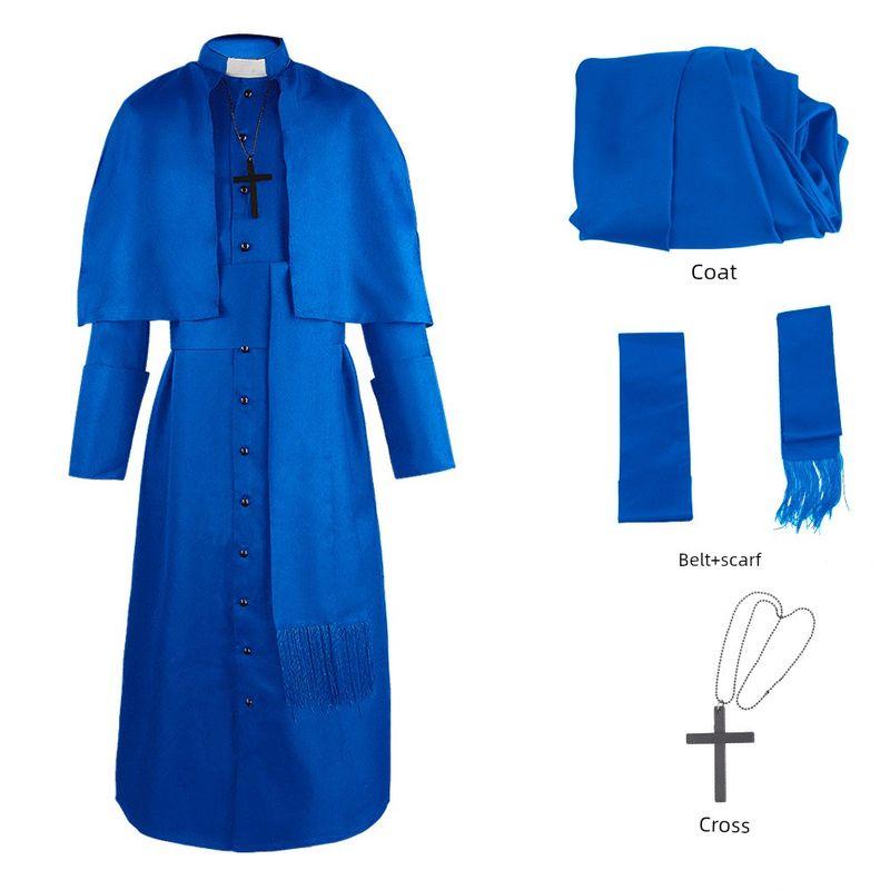 In-Stock Medieval Solid Color Priest Cosplay Costume Halloween Priest Cosplay Role-Playing Outfit