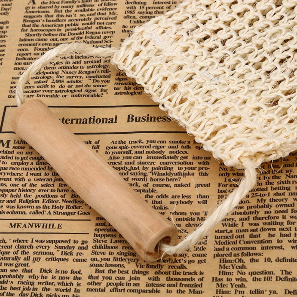 Rub Exfoliating Durable Wooden Skin Care Sisal Back Strap Shower Scrubber Shower Towel
