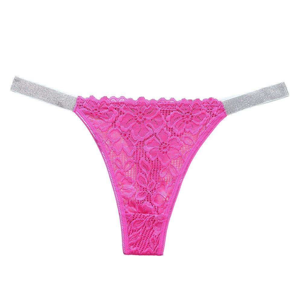 Crystal Rhinestone Thong Mid Waist Mesh Briefs Breathable Lace Flower Panties  Girl