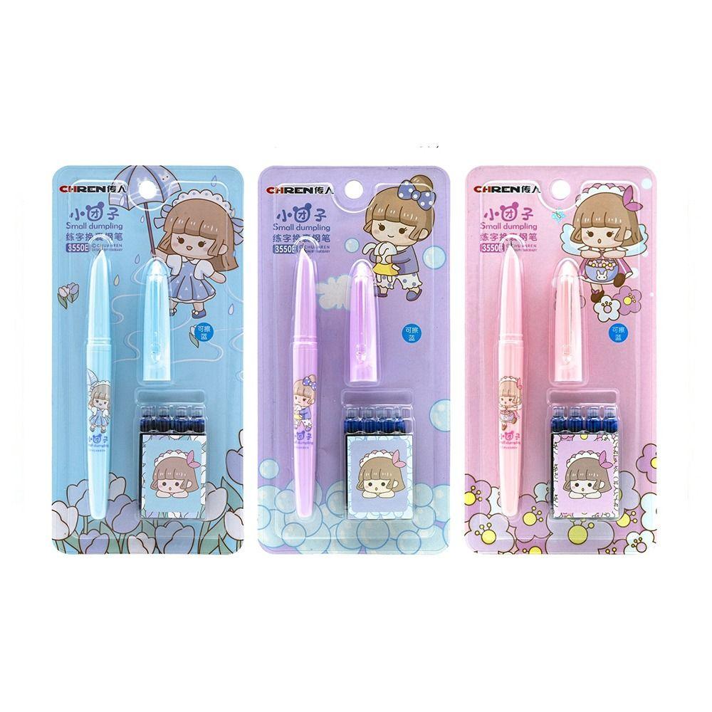 (1 ручка, 4 мешочка с чернилами, 1 колпачок от ручки) Стираемая авторучка 0,38 мм с чернилами, ручка для письма, набор перьевых ручек для офиса