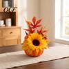 Decorative Harvest Festival Props Artificial Pumpkin Table Centerpiece with Sunflowers Maple Leaves And Pine Fall Centerpieces Cones, Halloween