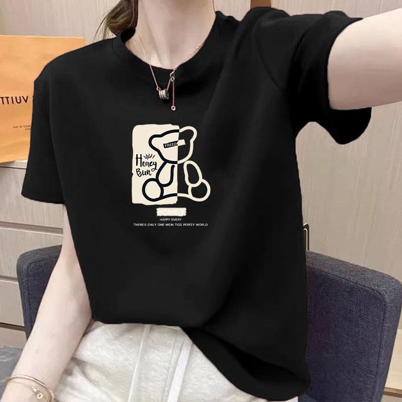 2025 Summer Women's Pure Cotton Short Sleeve T-shirt - Fashionable, Versatile, Age-Reducing Round Neck Top