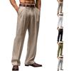 Мужские дышащие льняные брюки свободного кроя с прямыми штанинами, повседневные брюки для улицы