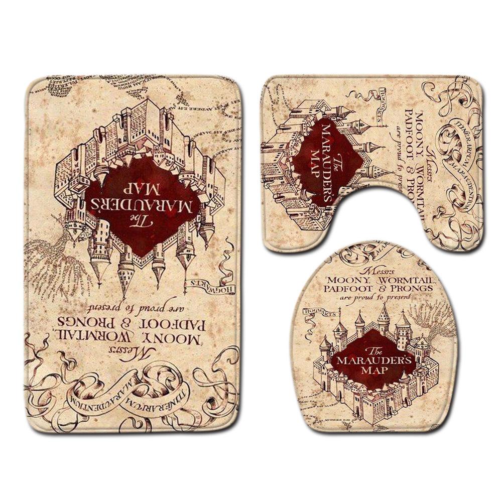 Креативный Ретро Ванная Туалет Три Предмета Комбинация Напольных Ковриков Бытовой Дверной Коврик Кухонный Впитывающий Нескользящий Ковер